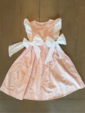 Sophie & Lucas Girls’ Preppy Pink Floral Cotton Summer Dress • Size Small (6)